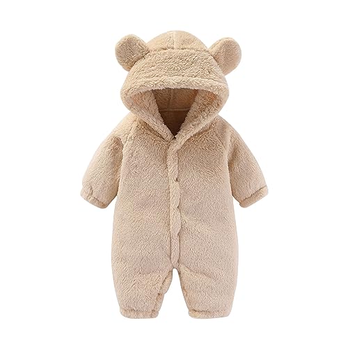 FeiliandaJJ Baby Junge Mädchen Schneeanzug mit Kapuze Herbst Winter Neugeborene Flanell Strampler Oberbekleidung Overall Unisex Baby Kleidung Einfarbig von FeiliandaJJ