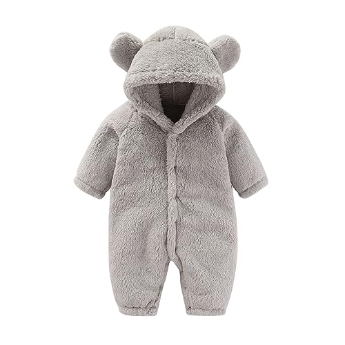 FeiliandaJJ Baby Junge Mädchen Schneeanzug mit Kapuze Herbst Winter Neugeborene Flanell Strampler Oberbekleidung Overall Unisex Baby Kleidung Einfarbig von FeiliandaJJ