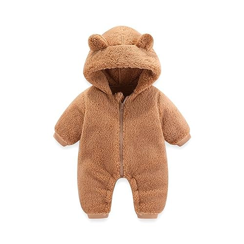 FeiliandaJJ Baby Junge Mädchen Schneeanzug mit Kapuze und Reißverschluss Winter Neugeborene Flanell Strampler Oberbekleidung Overall Unisex Baby 0-12 Monate von FeiliandaJJ