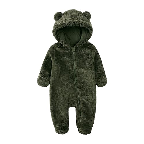 FeiliandaJJ Baby Junge Mädchen Schneeanzug mit Kapuze und Reißverschluss Winter Neugeborene Flanell Strampler Oberbekleidung Overall Unisex Baby Kleidung Einfarbig von FeiliandaJJ