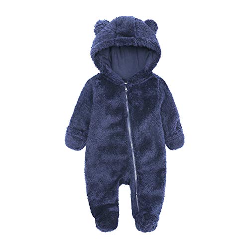 FeiliandaJJ Baby Junge Mädchen Schneeanzug mit Kapuze und Reißverschluss Winter Neugeborene Flanell Strampler Oberbekleidung Overall Unisex Baby Kleidung Einfarbig von FeiliandaJJ