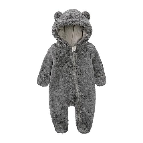 FeiliandaJJ Baby Junge Mädchen Schneeanzug mit Kapuze und Reißverschluss Winter Neugeborene Flanell Strampler Oberbekleidung Overall Unisex Baby Kleidung Einfarbig von FeiliandaJJ