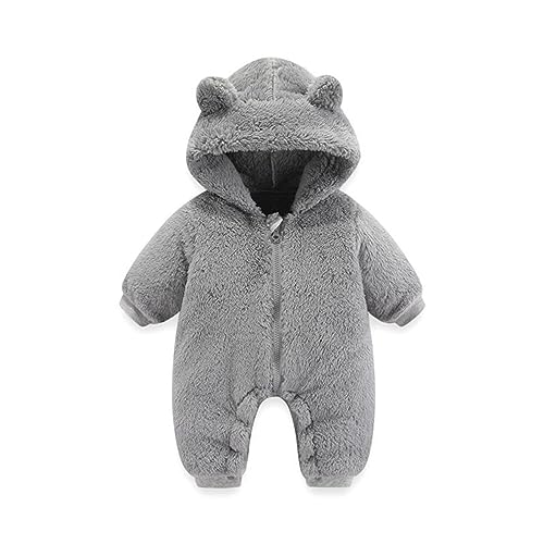 FeiliandaJJ Baby Junge Mädchen Schneeanzug mit Kapuze und Reißverschluss Winter Neugeborene Flanell Strampler Oberbekleidung Overall für Unisex Baby 0-12 Monate von FeiliandaJJ