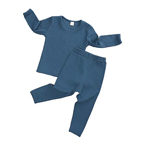 FeiliandaJJ Baby Kleinkind Zweiteiliger Schlafanzug Set Kinder Mädchen Jungen Einfarbig Pyjama Set Frühling Herbst Winter Langarm Schlafanzüge Nachtwäsche Set 50 56 62 68 74 80 86 92 98 104 von FeiliandaJJ