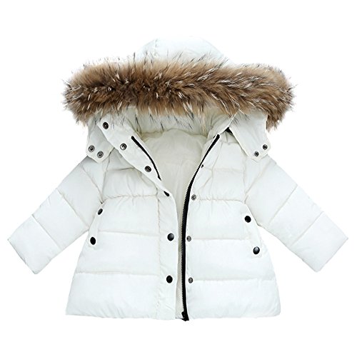 FeiliandaJJ Baby Mantel,Infant Toddler Mädchen Junge Winter Daunenjacke Kapuzenjacke Outwear Kinder Pelzkragen mit Reißverschluss Coat Warme Kleidung (110 (2~3Jahre), Weiß) von FeiliandaJJ