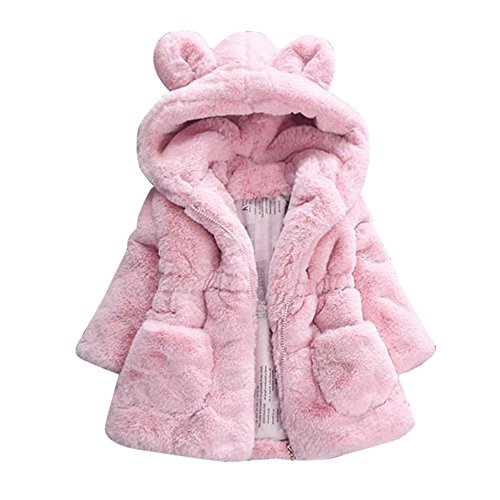 FeiliandaJJ Baby Mantel Mädchen Coat Jacken Herbst Winter Kapuzenmantel Einfarbig Verdicken Hasenohren Reißverschluss Strickjacke Kleidung Säuglings Kinder Warm Outwear von FeiliandaJJ