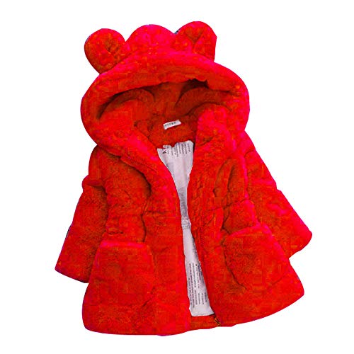 FeiliandaJJ Baby Mantel Mädchen Coat Jacken Herbst Winter Kapuzenmantel Einfarbig Verdicken Hasenohren Reißverschluss Strickjacke Kleidung Säuglings Kinder Warm Outwear von FeiliandaJJ