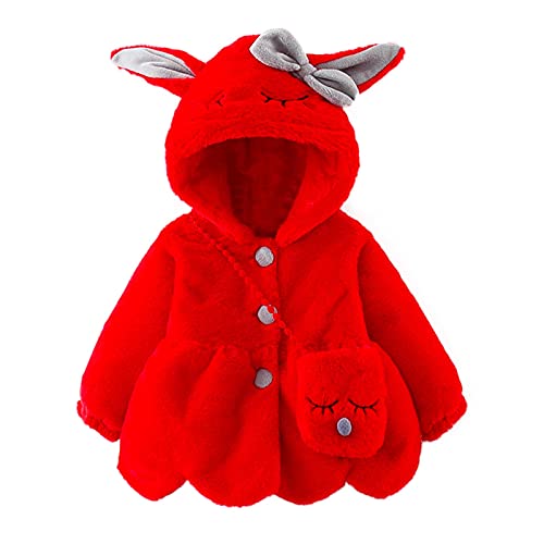 FeiliandaJJ Baby Mantel Mädchen Coat Jacken Herbst Winter Kapuzenmantel Einfarbig Verdicken Hasenohren Reißverschluss Strickjacke Kleidung Säuglings Kinder Warm Outwear von FeiliandaJJ