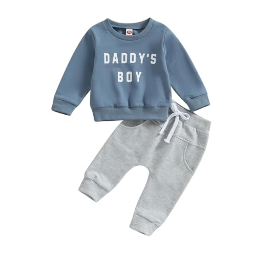 FeiliandaJJ Babykleidung Set Baby Jungen DADDY'S BOY Kleidung Outfit Brief Drucken Sweatshirt Top + Lange Hose Zweiteiler Kleinkinder Weiche Babyset 0-3 Jahre von FeiliandaJJ