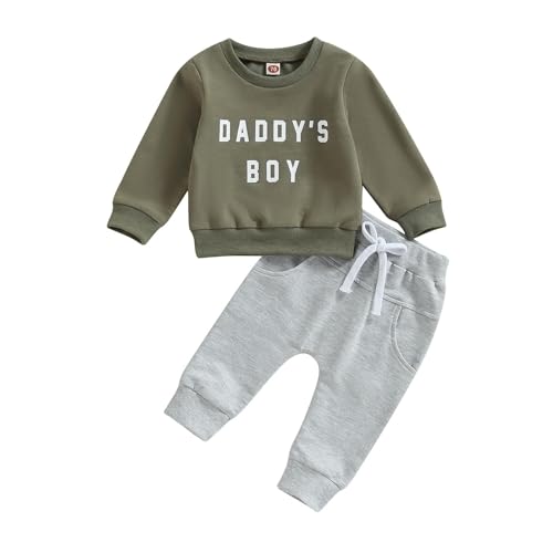 FeiliandaJJ Babykleidung Set Baby Jungen DADDY'S BOY Kleidung Outfit Brief Drucken Sweatshirt Top + Lange Hose Zweiteiler Kleinkinder Weiche Babyset 0-3 Jahre von FeiliandaJJ