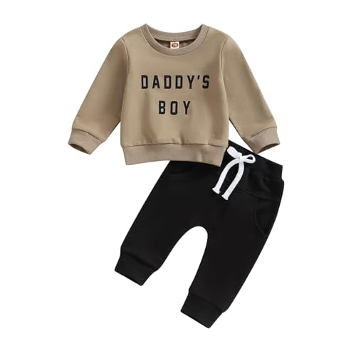 FeiliandaJJ Babykleidung Set Baby Jungen DADDY'S BOY Kleidung Outfit Brief Drucken Sweatshirt Top + Lange Hose Zweiteiler Kleinkinder Weiche Babyset 0-3 Jahre von FeiliandaJJ