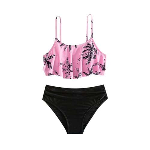 FeiliandaJJ Bikini Mädchen Zweiteiliger Blatt Drucken Badeanzug Mädchen Kinder Bikini Oberteil und Bikinihose Cute Bikini Sets Sommer Strand Bademode Badebekleidung Schwimmanzug 7-14 Jahre von FeiliandaJJ