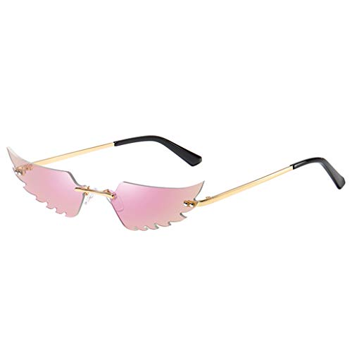 FeiliandaJJ Creative Flügel Form Sonnenbrille Damen Herren Metall Brillenfassungen, Mode Vintage Punk-Stil Sonnenbrille Retro Unisex Sunglasses (Rosa) von FeiliandaJJ