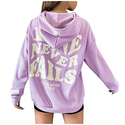 FeiliandaJJ Damen Kapuzenpullover Y2K Rückendruck Briefe Print Casual Hoodie mit Kordelzug Teenager Mädchen Kapuzenjacke Herbst Winter Hoody Sweatjacke Sweatshirts Pullover Oberteile von FeiliandaJJ