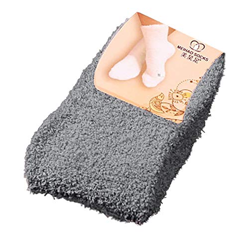 FeiliandaJJ Damen Winter Socken Super Weiche Dicke Warm Korallenvlies Kuschelsocken Damen Stoppersocken Anti-Rutsch Socken Mädchen Thermosocken (One size, Grau) von FeiliandaJJ