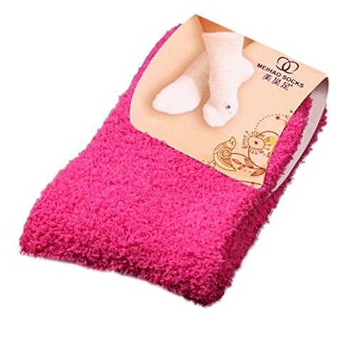 FeiliandaJJ Damen Winter Socken Super Weiche Dicke Warm Korallenvlies Kuschelsocken Damen Stoppersocken Anti-Rutsch Socken Mädchen Thermosocken (One size, Pink) von FeiliandaJJ