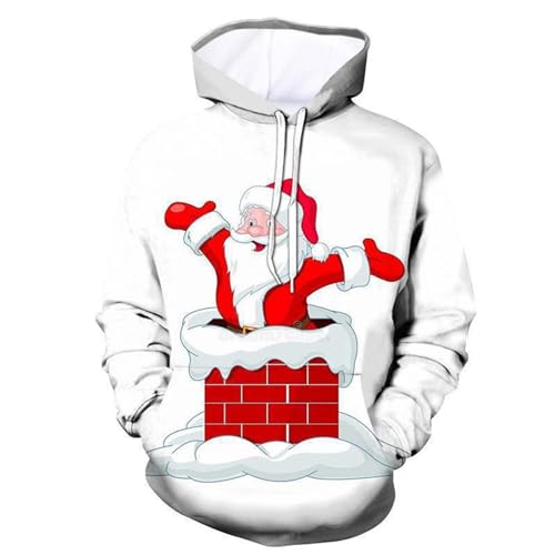 FeiliandaJJ Hoodie Weihnachten Herren Weihnachtspullover Lustig Hoodie 3D Druck Christmas Kapuzenpullover mit Taschen Kordelzug Sweatshirt Xmas Pullover Weihnachtshoody Herren von FeiliandaJJ