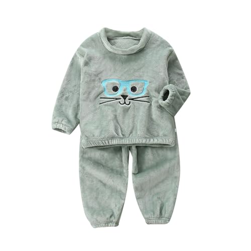 FeiliandaJJ Kinder Baby Mädchen Jungen Flannel Zweiteiliger Schlafanzug Niedliche Katze Pyjama Set Herbst Winter Fleece Schlafanzüge Nachtwäsche Set 80 86 92 98 104 110 116 122 128 von FeiliandaJJ