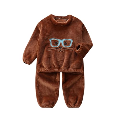 FeiliandaJJ Kinder Baby Mädchen Jungen Flannel Zweiteiliger Schlafanzug Niedliche Katze Pyjama Set Herbst Winter Fleece Schlafanzüge Nachtwäsche Set 80 86 92 98 104 110 116 122 128 von FeiliandaJJ