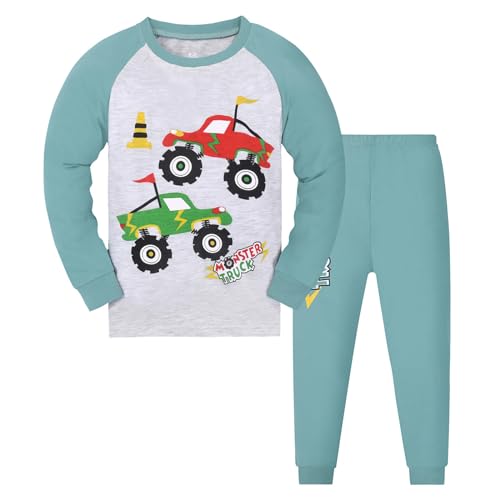 FeiliandaJJ Kinder Junge Schlafanzüge Set Baumwolle Langarm Herbst Winter Pyjama Set Niedliche Lastwagen Schlafanzug Set Zweiteilig Nachtwäsche 1-9 Jahre 92 98 104 110 116 122 128 134 140 von FeiliandaJJ