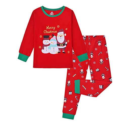 FeiliandaJJ Kinder Mädchen Jungen Weihnachten Zweiteiliger Schlafanzug Baby Kleinkind Pyjama Set Herbst Winter Warm Schlafanzüge Nachtwäsche Set 80 86 92 98 104 110 116 122 128 (Red, 2-3 Years) von FeiliandaJJ