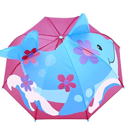 FeiliandaJJ Kinder Regenschirm Junge Mädchen Stockschirm Cartoon 3D Tier Anti UV Windsicher Sturmfest Automatik Kinderregenschirm,Länge 60cm von FeiliandaJJ