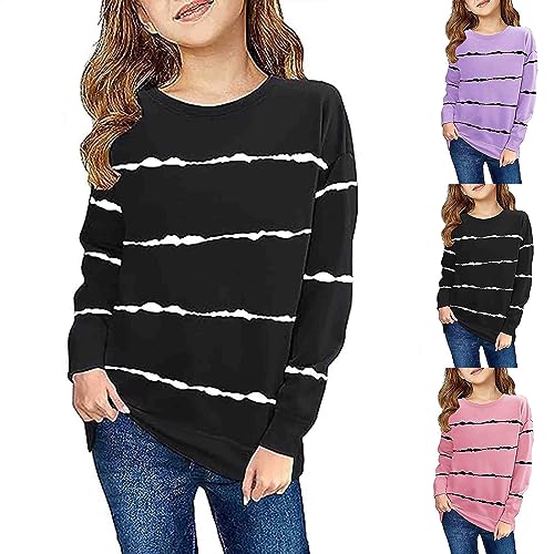 FeiliandaJJ Mädchen Sweatshirt Mode Streifen Langarm Rundhals Pullover Herbst Winter Warme Casual Langarmshirt 2023 Herbst Kleidung für Mädchen 4-15 Jahre von FeiliandaJJ