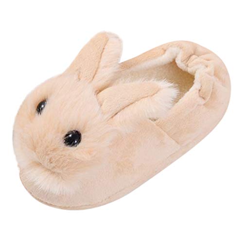 FeiliandaJJ Mädchen Winter Warm Hausschuhe Kinder Baby Cute Kaninchen Weiche Rutschfeste Plüsch Pantoffeln Slippers Schuhe (32 EU, Beige) von FeiliandaJJ