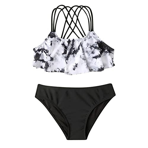 FeiliandaJJ Mädchen Zweiteilige Badeanzüge Bikini Badebekleidung Set Tie Dye Bikinioberteil mit Triangel Bikinihose von FeiliandaJJ