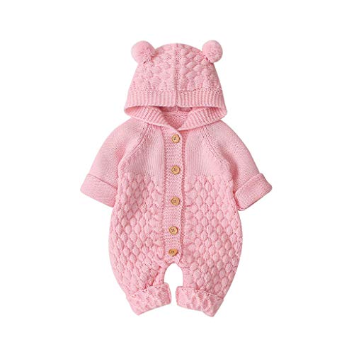 FeiliandaJJ Neugeborene Baby Mädchen Jungen Kleidung Langarm Gestrickt Strampler Body mit Kapuze Herbst Winter Babykleidung von FeiliandaJJ