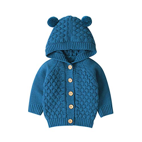 FeiliandaJJ Neugeborenes Strickbodysuit,Mädchen Junge Einfarbig Knopf Kapuzenpullover Herbst/Winter Kleidung Kids Coat Outwear von FeiliandaJJ