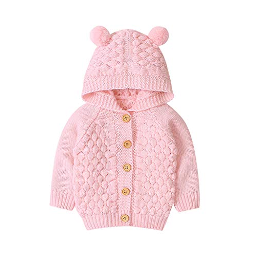 FeiliandaJJ Neugeborenes Strickbodysuit,Mädchen Junge Einfarbig Knopf Kapuzenpullover Herbst/Winter Kleidung Kids Coat Outwear von FeiliandaJJ