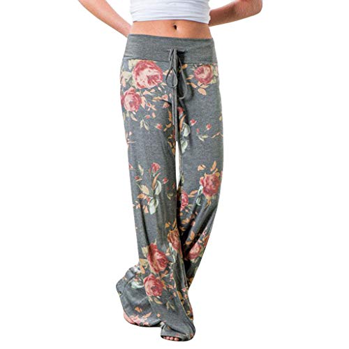 FeiliandaJJ Pyjamahose Damen Schlafanzughose Baumwolle High Waist Blume Freizeithose Frauen Strecken Tunnelzug Lang Nachtwäsche Hose Hausehose Sleep Pants von FeiliandaJJ