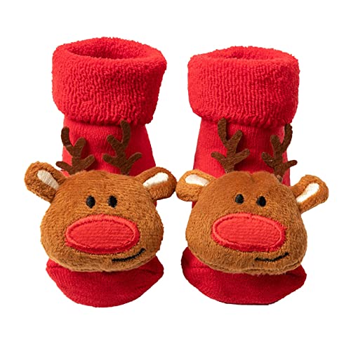 FeiliandaJJ Rasselsocken Baby Jungen Mädchen Weihnachten Rassel-Söckchen Plüsch-Socken Rutschfest ABS Socken Winter Thermosocken Bodensocken von FeiliandaJJ