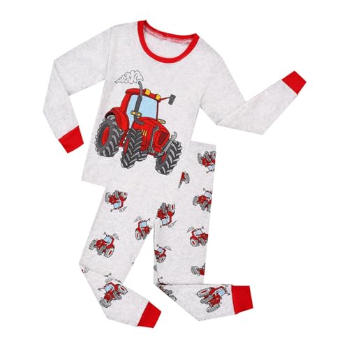 Jungen Schlafanzug Set Lustige Dinosaurier Traktor Zug Langarm Zweiteilig Pyjama Kinder 100% Baumwolle Schlafanzüge Set Winter Weihnachten Nachtwäsche Größe 1-7 Jahre von FeiliandaJJ