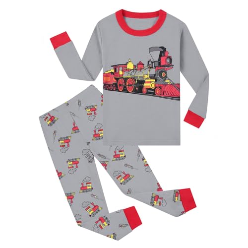 Jungen Schlafanzug Set Lustige Dinosaurier Traktor Zug Langarm Zweiteilig Pyjama Kinder 100% Baumwolle Schlafanzüge Set Winter Weihnachten Nachtwäsche Größe 1-7 Jahre von FeiliandaJJ