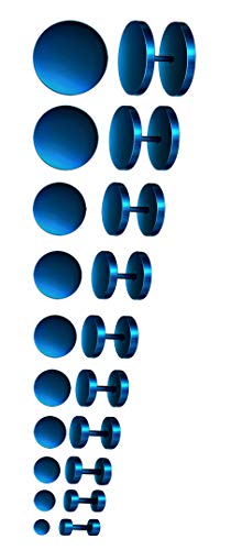 Feilok 10 Paar Edelstahl Herren Ohrstecker Creolen Tunnel Ohrringe für Damen Fakeplug Fake Plug Ohrringe Pierced Earrings Stud Earrings Set 3-14mm Blau von Feilok