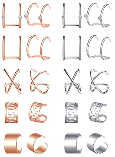 Feilok 10 Paare Edelstahl Männer Ohrstecker Set Ohrringe für Damen Herren Huggie Piercing Knorpel Fake Plugs Hoop tragus Ohr Helix Cartilage Unisex von Feilok