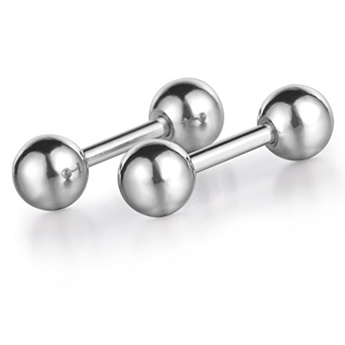 Feilok 2 Stücke Herren Damen Ohrringe, 5mm Kugel Edelstahl Ohrstecker, Silber von Feilok