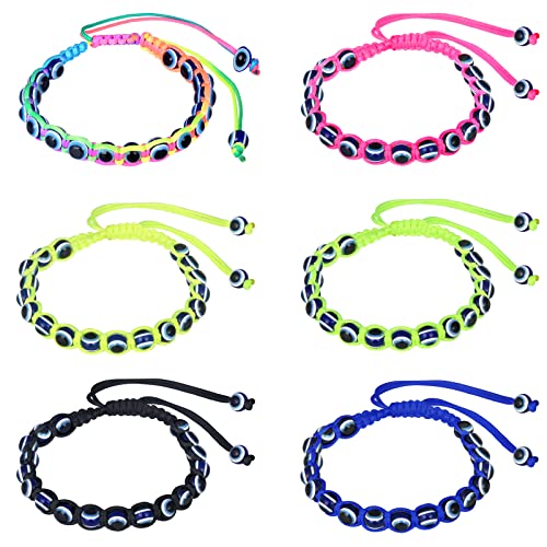 Feilok 6 Stück Armband Damen Armbänder Set Verstellbar Geflochten Böses Auge Teufelsauge Armkette Freundschaftsarmband Geschenk für Frauen Mädchen von Feilok