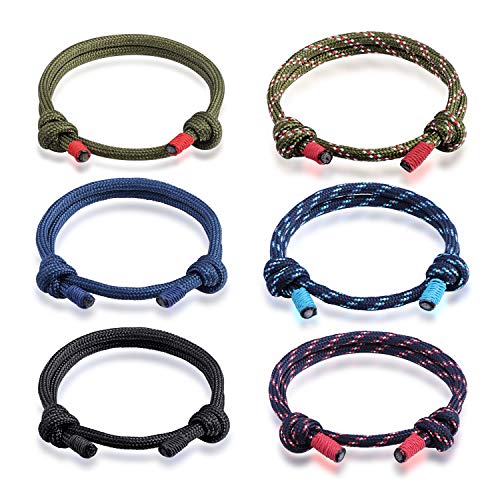 Feilok 6 Stück Geflochtene Nautische Freundschaft Partner Armband Armbänder für Männer Damen Handgemachte Navy Seil String Bettelarmband Einstellbar BFF Ketten armbänder für 2 von Feilok