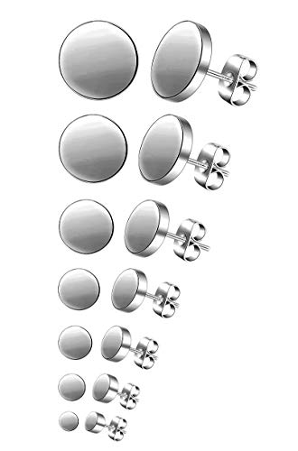 Feilok 7 Paar Edelstahl Herren Ohrstecker Creolen Tunnel Ohrringe für Damen Fakeplug Fake Plug Ohrringe Pierced Earrings 3 4 5 6 8 10 12mm Stainless Steel Mens Womens Stud Earrings Set von Feilok