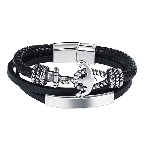 Feilok Anker Armband Herren Leder Armband Anker Armband Premium Lederarmband für Herren mit Magnetverschluss von Feilok