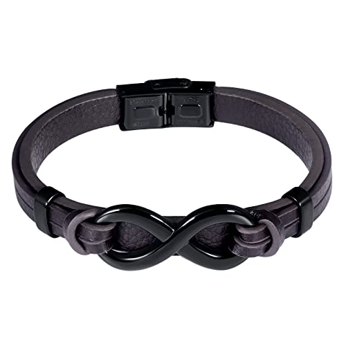 Feilok Armband Herren Edelstahl Lederarmband für Herren Unendlichkeits Armband Männer mit Magnetverschluss,Tolles Geschenk für Männer Feilok Armband Herren Edelstahl Lederarmband für Herren Unendlichkeits Armband Männer mit Magnetverschluss,Tolles Geschenk für Männer von Feilok