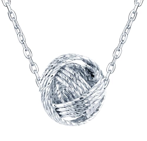 Feilok Damen Kette mit Anhänger Kugel Braided Hohl Halskette Damen Silber 925 Kette Anhänger Halskette für Frauen Valentinstag von Feilok