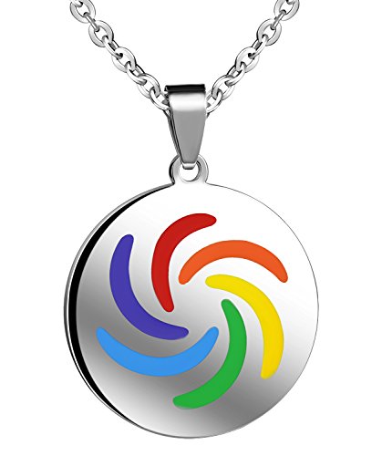 Feilok Edelstahl LGBT Anhänger Münze Rund Bunten Farbe Regenbogen Halskette Halsanhänger Kette für Herren Frauen von Feilok