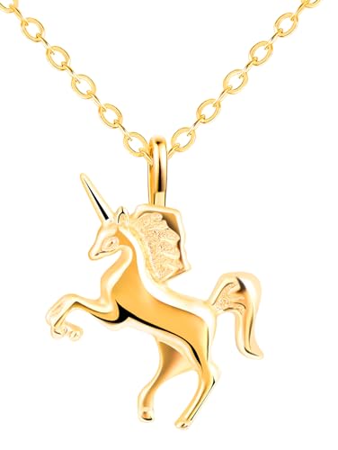 Feilok Einhorn Anhänger Halskette für Damen 925 Sterling Silber Tier Kette Damen Halskette Gold für Sie Freundin Weihnachten von Feilok