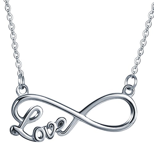 Feilok Elegant Infinity Symbol mit Love Damen Halskette Edelstahl Verstellbar Halskette mit Anhänger mit Extender Silber von Feilok