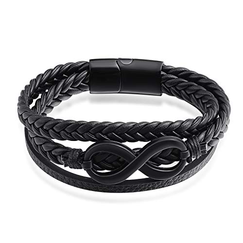 Feilok Geflochtene Leder Freundschaft Partner Armband Armbänder für Männer Damen Handgemacht Unendlichkeit Layered Magnetverschluss aus Edelstahl von Feilok