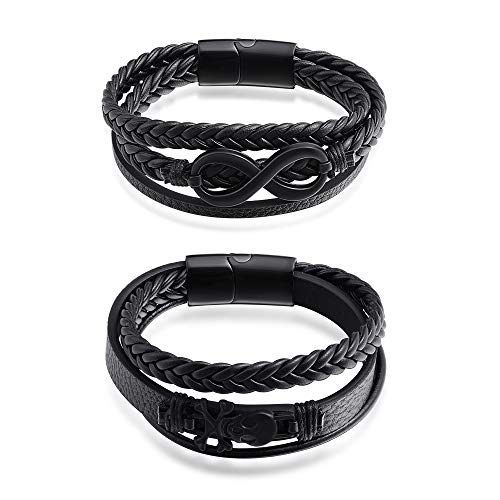 Feilok Geflochtene Leder Freundschaft Partner Armband Armbänder für Männer Handgemacht Undendlichkeit Skeleton Layered Magnetverschluss BFF Ketten für 2 2er Schmuck Set Feilok Geflochtene Leder Freundschaft Partner Armband Armbänder für Männer Handgemacht Undendlichkeit Skeleton Layered Magnetverschluss BFF Ketten für 2 2er Schmuck Set von Feilok